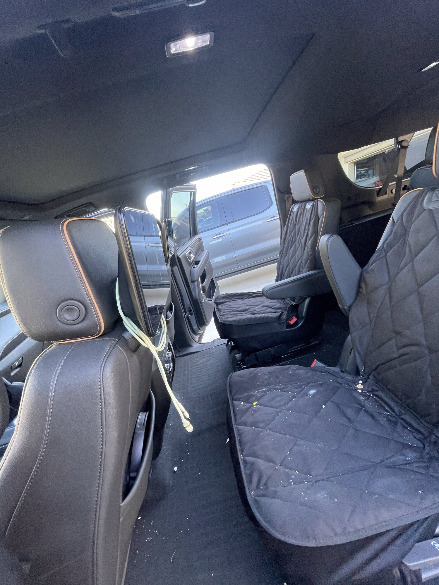 Interior before detailing, rear seat area